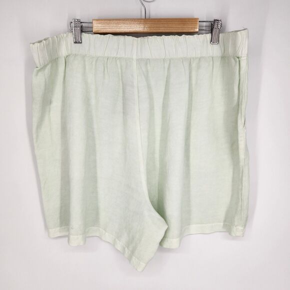 New Madewell Womens Linen-Blend Pull-On Pleated Shorts Mint Green Size XXL - Picture 2 of 4